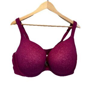 Cacique 46DDD Womens Bra Boost Plunge T-Shirt Underwire Lane Bryant Floral Pink